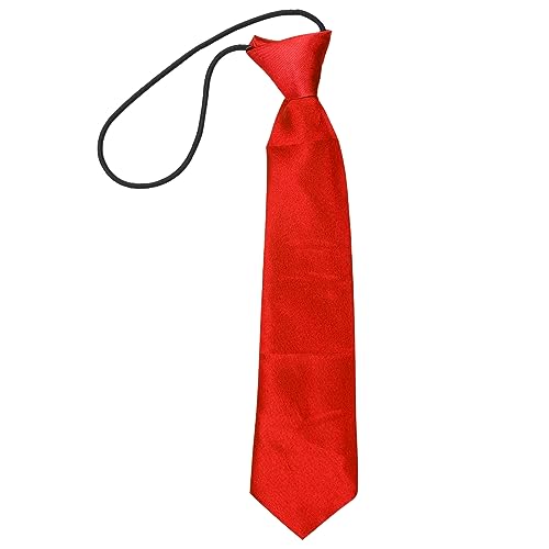 Luckious Children's Tie - Solid Color Elastic Children's Tie For School, Fashion, Wedding (Bright Red)