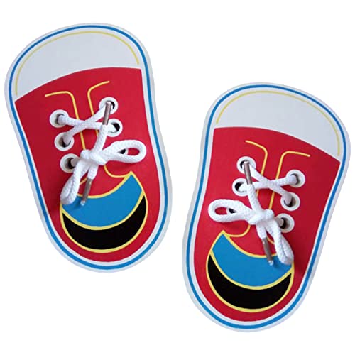 Fitn beau 2pcs Wooden Lacing Shoe, Learn to Tie Shoe Laces Kids, Shoe Lace Practice Board, Kids Shoe Lace, Tie Shoe Laces Practice for Kids, Children's Sports Skills Toys, Educational Tools