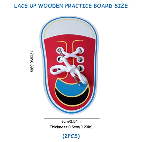 Fitn beau 2pcs Wooden Lacing Shoe, Learn to Tie Shoe Laces Kids, Shoe Lace Practice Board, Kids Shoe Lace, Tie Shoe Laces Practice for Kids, Children's Sports Skills Toys, Educational Tools