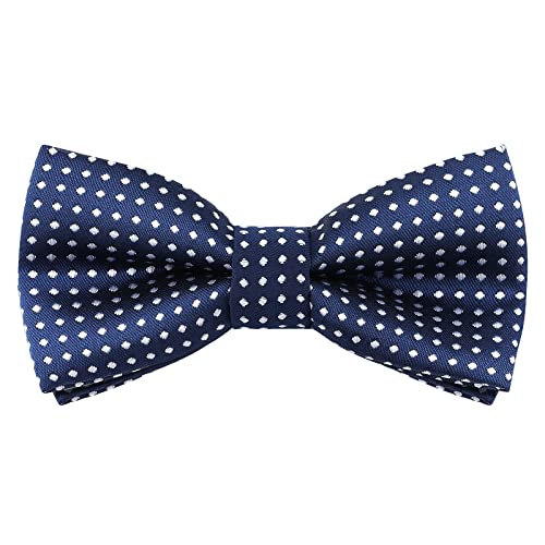 PROUSKY Navy Blue Polka Dot Bowtie for Kids, Pre-Tied Bow Tie Bow Tie with Spots & Adjustable Buckle & Strap, Formal Neck Bowtie Tux Bowtie for Boys Girls Party Wedding Ball Banquet Dog Cat Puppy Pet