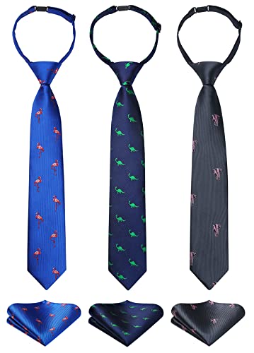 HISDERN Boys' Pre-tied Necktie Parent-child Tie Tie for Kids School Boy Pocket Square Set…