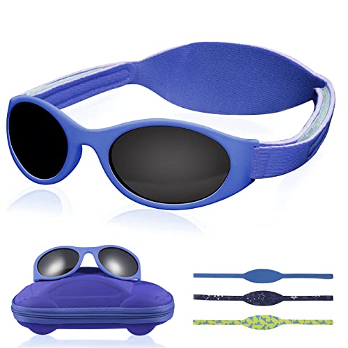 Lictin Baby Sunglasses - UV400 Protection Polarized Toddler Sunglasses, Kid Sunglasses Boys, Wrap Sunglasses with 3 Straps & Glasses Case（3-33Months）