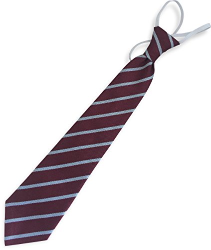 Great British Tie Club Child's Elastic Single Stripe School Ties - Infant/Primary Size (Maroon & White)