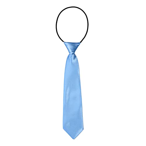 DonDon Children Tie with Elastic Band Silk Look One Size Fits All Light Blue