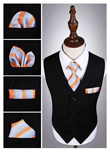 HISDERN Boys' Pre-tied Necktie Parent-child Tie Tie for Kids School Boy Pocket Square Set…