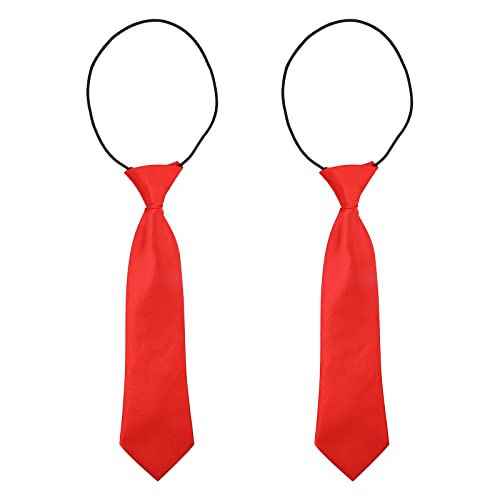 Greoer 2 Pieces Kids Red Tie, Children Tie Boys Red Tie Adjustable School Ties, Elastic Tie For Boys Girls Wedding School Uniform