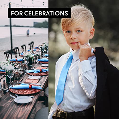 DonDon Children Tie with Elastic Band Silk Look One Size Fits All Light Blue