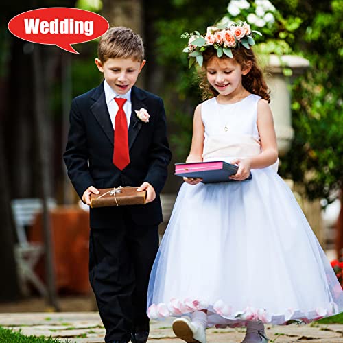 Greoer 2 Pieces Kids Red Tie, Children Tie Boys Red Tie Adjustable School Ties, Elastic Tie For Boys Girls Wedding School Uniform