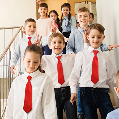 Greoer 2 Pieces Kids Red Tie, Children Tie Boys Red Tie Adjustable School Ties, Elastic Tie For Boys Girls Wedding School Uniform