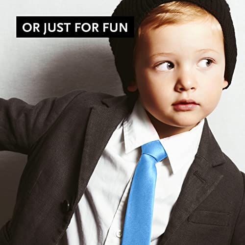 DonDon Children Tie with Elastic Band Silk Look One Size Fits All Light Blue