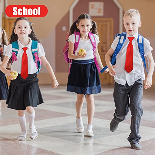 Greoer 2 Pieces Kids Red Tie, Children Tie Boys Red Tie Adjustable School Ties, Elastic Tie For Boys Girls Wedding School Uniform