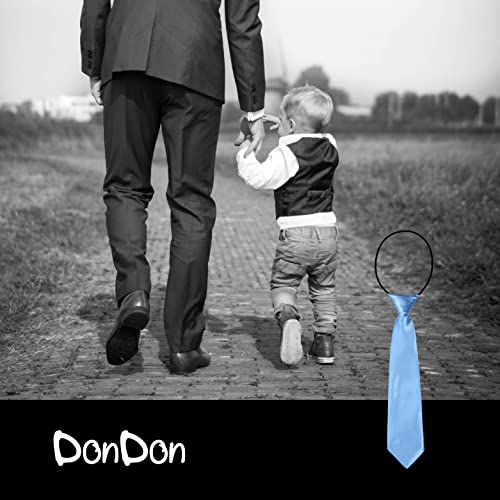 DonDon Children Tie with Elastic Band Silk Look One Size Fits All Light Blue
