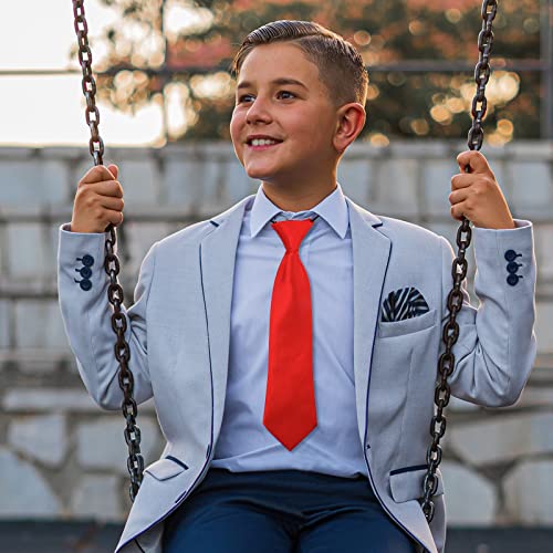 Greoer 2 Pieces Kids Red Tie, Children Tie Boys Red Tie Adjustable School Ties, Elastic Tie For Boys Girls Wedding School Uniform