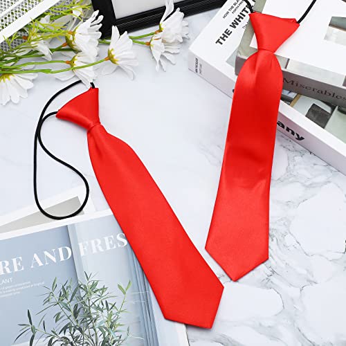 Greoer 2 Pieces Kids Red Tie, Children Tie Boys Red Tie Adjustable School Ties, Elastic Tie For Boys Girls Wedding School Uniform