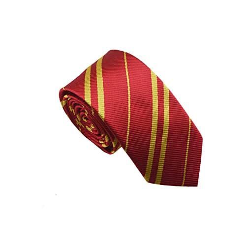 School Tie,Harry Potter Red Striped Neckties,Wizard World Uniform Student Party Cosplay for Costume Necktie for Halloween,Gryffindor,Fancy Dress Accessories Daily,Use for Children's Mens＆Adult Kids