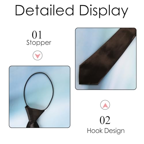 Pre Tied Kids Necktie, Elastic Boys Girls Neck Tie Satin Plain Black School Tie, Adjustable Uniform Tie Satin Plain Black Elastic Slim Ties Soft Polyester For Formal Occasions Graduations (11*3 Inch)