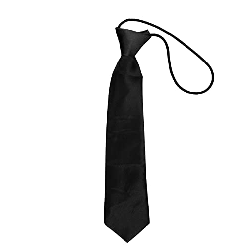 Jagowa Kids Tie for Boys with Elastic Band Neck Strap, Pre-Tied Neckties for Wedding School Uniforms (Black)