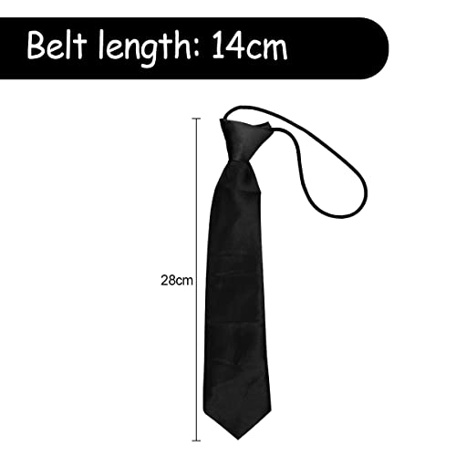 Jagowa Kids Tie for Boys with Elastic Band Neck Strap, Pre-Tied Neckties for Wedding School Uniforms (Black)