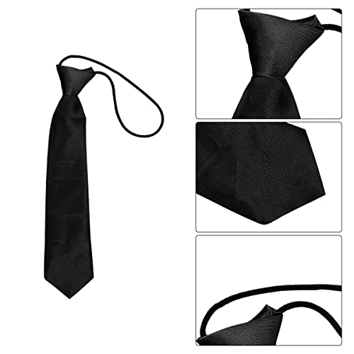 Jagowa Kids Tie for Boys with Elastic Band Neck Strap, Pre-Tied Neckties for Wedding School Uniforms (Black)
