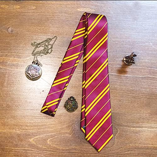 School Tie,Harry Potter Red Striped Neckties,Wizard World Uniform Student Party Cosplay for Costume Necktie for Halloween,Gryffindor,Fancy Dress Accessories Daily,Use for Children's Mens＆Adult Kids