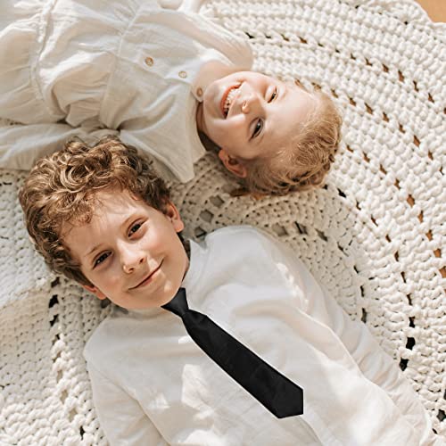 Jagowa Kids Tie for Boys with Elastic Band Neck Strap, Pre-Tied Neckties for Wedding School Uniforms (Black)