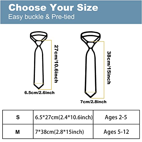 Kajeer Pre-tied Kids Boys Neckties - Adjustable Buckle Closure Gabardine Toddler Ties for Formal School Wedding Party