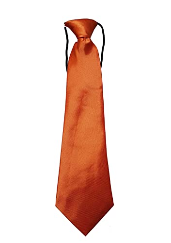 Kids Elastic Ties Satin Plain Colored Children’s Boys Ties Elasticated Boys Pre Tied Ties For Wedding, School, Fashion (Orange)