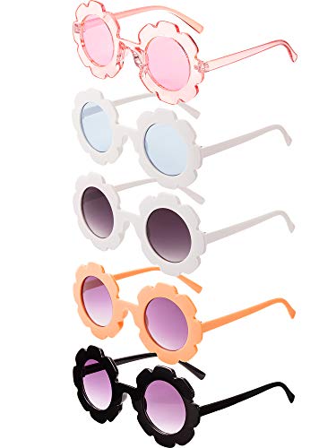 5 Pairs Kids Sunglasses Cute Round Sunglasses Flower Shaped Glasses Children Girl Boy Gifts