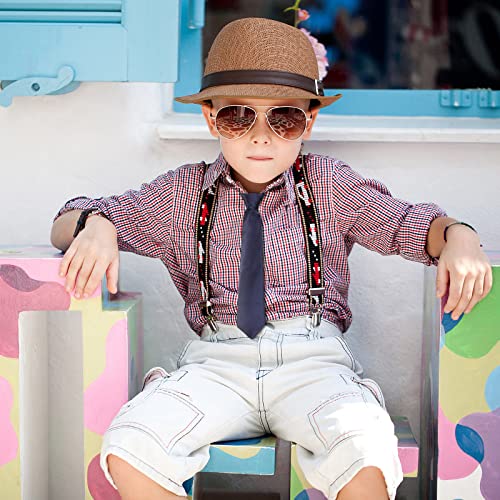 2 Pieces Kids Tie for Boys Solid Color Pre Tied Neckties Adjustable Zipper Tie Toddler Children Graduation School Uniform (Navy Blue)