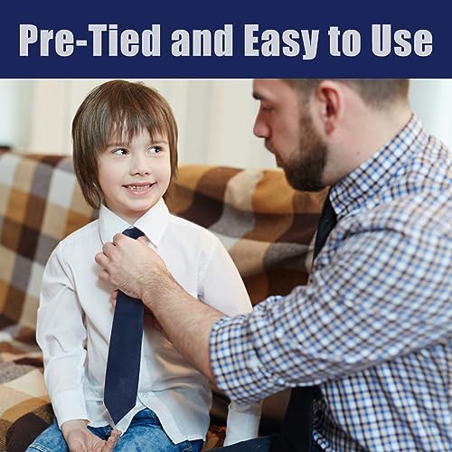 Kids Tie and Bow Tie Set, Satin Plain Coloured Childrens Elasticated Pre-Tied Ties for Wedding Birthday Party Fashion Accessory, Tuxedo Bowtie Bow Tie Set for Graduation School Uniforms