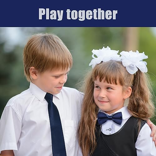 Kids Tie and Bow Tie Set, Satin Plain Coloured Childrens Elasticated Pre-Tied Ties for Wedding Birthday Party Fashion Accessory, Tuxedo Bowtie Bow Tie Set for Graduation School Uniforms