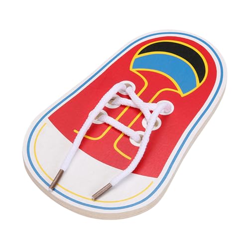 kuryt Learn to Tie Shoe Laces Kids 1PCS Shoe Lace Practice Board Wooden Tie Shoe Laces Practice for Kids Cute Shoe Lace Practice for Kids Children 3-6 Early Educational Red