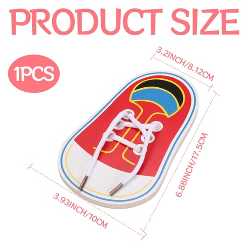 kuryt Learn to Tie Shoe Laces Kids 1PCS Shoe Lace Practice Board Wooden Tie Shoe Laces Practice for Kids Cute Shoe Lace Practice for Kids Children 3-6 Early Educational Red
