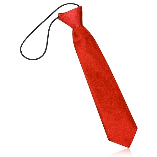 Rumyve Boys' Elastic Neck Tie - 1 Piece - Adjustable Pre-Tied Tie for Formal and Casual Occasions(Red)