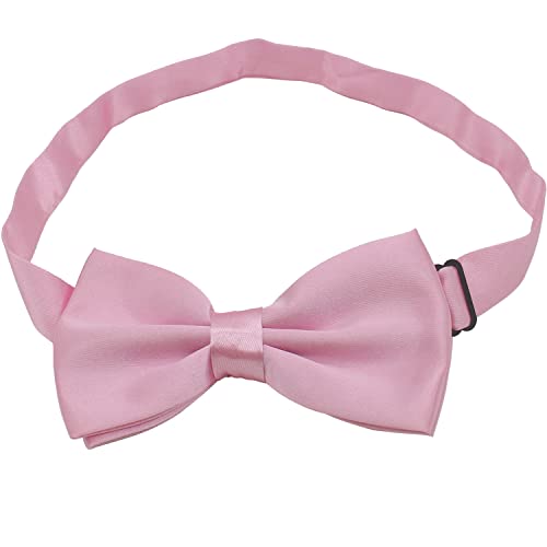 LRMYS Kids Adjustable Pre-tied Silk Bow Tie, 11.5CM Classic Formal Bow Necktie for Children Adult Birthday Wedding Photo Party Banquet Prom Ball Fancy Dress, Pink 1 Pack