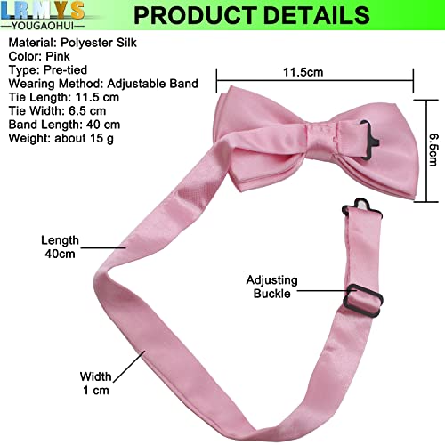 LRMYS Kids Adjustable Pre-tied Silk Bow Tie, 11.5CM Classic Formal Bow Necktie for Children Adult Birthday Wedding Photo Party Banquet Prom Ball Fancy Dress, Pink 1 Pack
