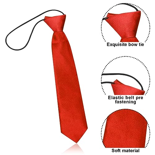 Rumyve Boys' Elastic Neck Tie - 1 Piece - Adjustable Pre-Tied Tie for Formal and Casual Occasions(Red)