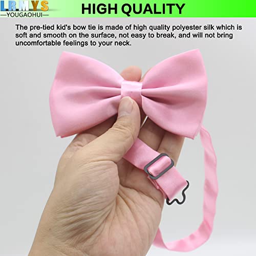 LRMYS Kids Adjustable Pre-tied Silk Bow Tie, 11.5CM Classic Formal Bow Necktie for Children Adult Birthday Wedding Photo Party Banquet Prom Ball Fancy Dress, Pink 1 Pack