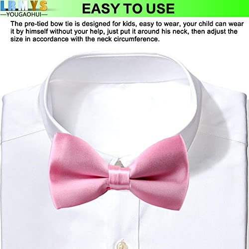 LRMYS Kids Adjustable Pre-tied Silk Bow Tie, 11.5CM Classic Formal Bow Necktie for Children Adult Birthday Wedding Photo Party Banquet Prom Ball Fancy Dress, Pink 1 Pack