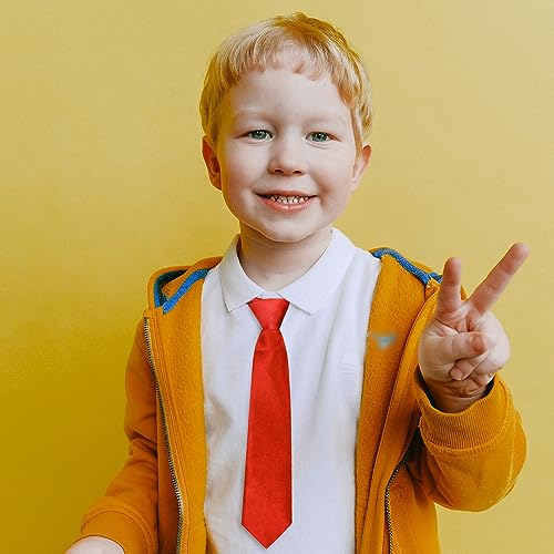 Rumyve Boys' Elastic Neck Tie - 1 Piece - Adjustable Pre-Tied Tie for Formal and Casual Occasions(Red)