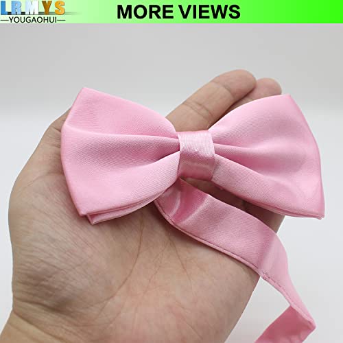 LRMYS Kids Adjustable Pre-tied Silk Bow Tie, 11.5CM Classic Formal Bow Necktie for Children Adult Birthday Wedding Photo Party Banquet Prom Ball Fancy Dress, Pink 1 Pack