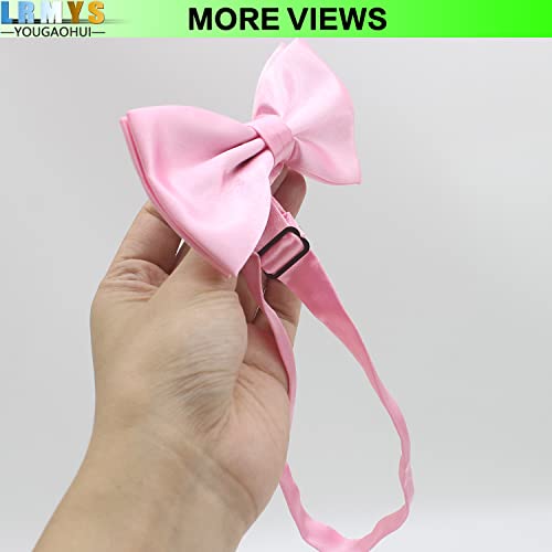 LRMYS Kids Adjustable Pre-tied Silk Bow Tie, 11.5CM Classic Formal Bow Necktie for Children Adult Birthday Wedding Photo Party Banquet Prom Ball Fancy Dress, Pink 1 Pack