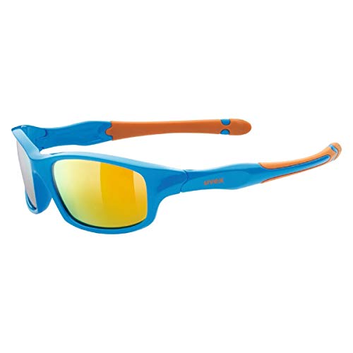 uvex Sportstyle 507 - Sunglasses for Kids - Mirrored Lenses - incl. Headband - Blue-Orange/Orange - One Size