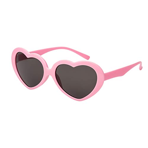 Ultra Pink Heart Sunglasses Classic Heart Glasses in a Love Heart Style Frame Children Girls with UV400 Protection Retro Lolita Love Frame Sun Glasses Kids Girls Pink Heart Shaped Sunglasses Shades