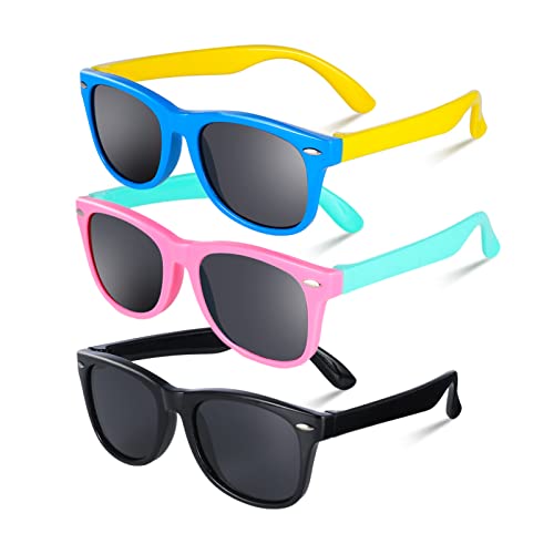 Firtink 3 Pair Kids Polarized Sunglasses Girls Baby Sunglasses Retro Eye Glasses For Kids Beach,School,Shopping,Party Decoration