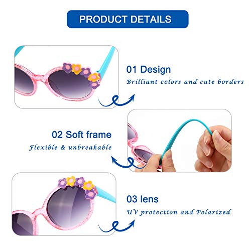 Hifot 3 Pieces Kids Sunglasses, Unicorn Round Shaped Snowflake Cute Party Dress up Glasses for Girls Boys Age 3-10