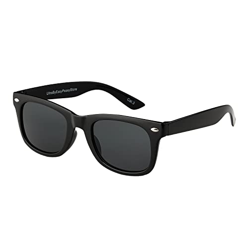 Ultra Black Kids Sunglasses Childrens Sunglasses UV400 Protection Kids Sun Glasses Retro Classic Style Shades Boys Sunglasses Girls Sunglasses with Carry Pouch and Glasses Cloth Ages 3 to 16 years