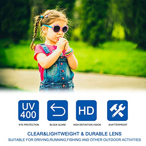 Hifot 3 Pieces Kids Sunglasses, Unicorn Round Shaped Snowflake Cute Party Dress up Glasses for Girls Boys Age 3-10