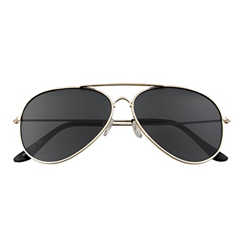 Ultra Ages 9 to 16yrs Gold with Black Lenses Childrens Kids Pilot Style Sunglasses Boys Girls Classic UV400 UVA UVB Metal Shades Glasses Unisex Kids Sunglasses Kids Glasses Shades