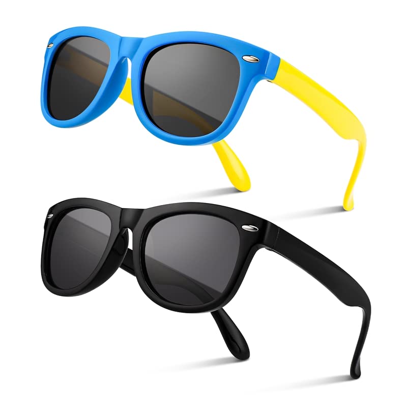 Firtink 2 Pair Kids Polarized Sunglasses Boys Sunglasses Protection Retro Eye Glasses For Kids Beach,School,Shopping,Party Decoration